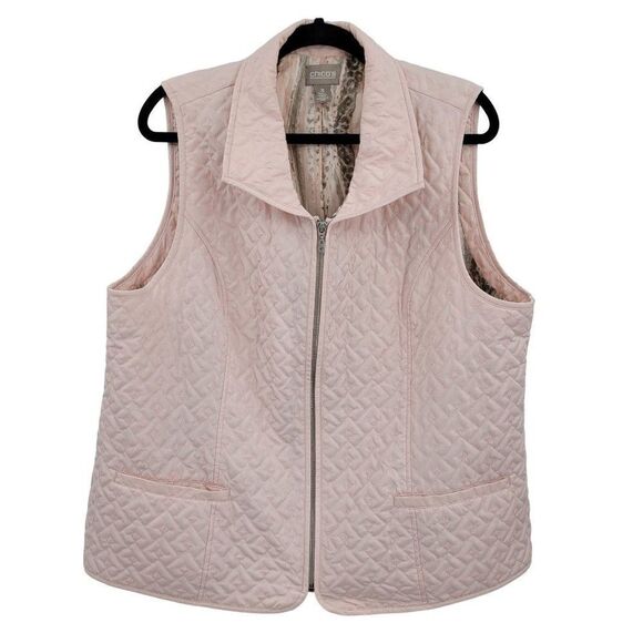 Chico's Vest Quilted Pastel Barbiecore Gorpcore Soft Girl Coquette Pink 3 - Picture 15 of 15